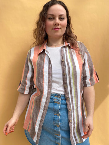 UK14/16 Striped linen blouse