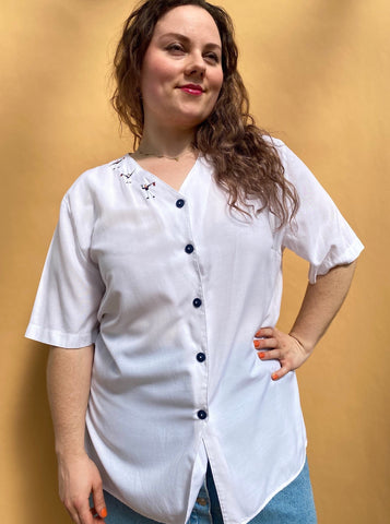 UK18 Embroidered sailor blouse