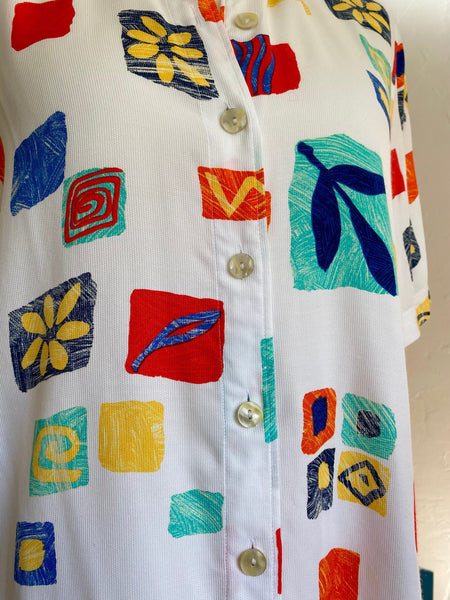 UK14 Crazy pattern blouse 80's