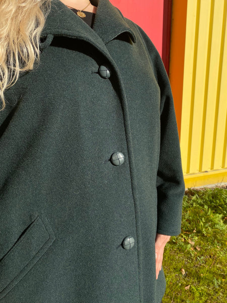 UK20 Forest green wool coat 80's