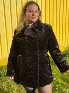 UK18 Patterned faux fur coat 80's