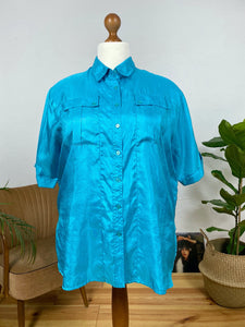 UK22/24 Blue blouse 80's