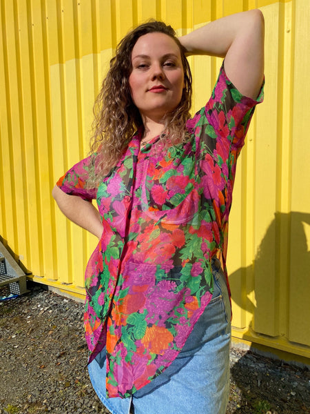 UK18 Transparent flower blouse