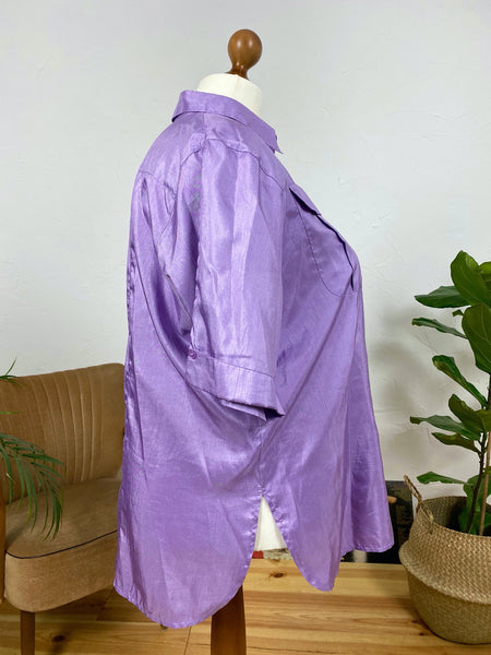 UK24 Purple blouse 80's