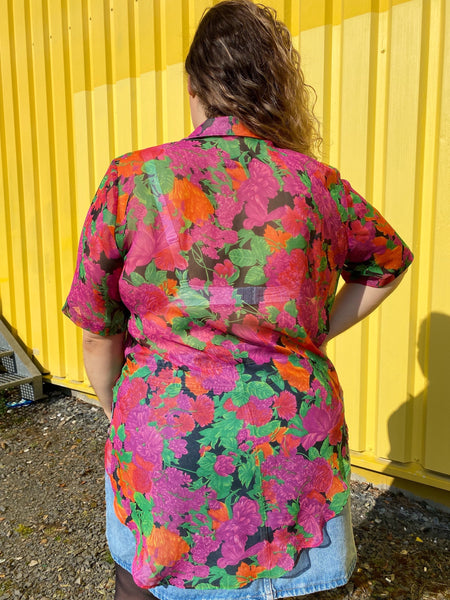 UK18 Transparent flower blouse