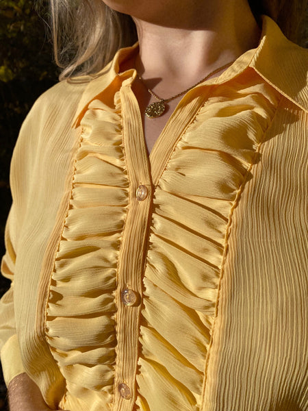UK20 Pastel yellow blouse 80's