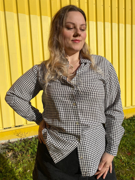 UK16 Long blouse with houndstooth pattern
