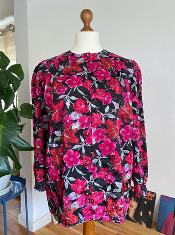 UK22/24 Handmade floral blouse 80's