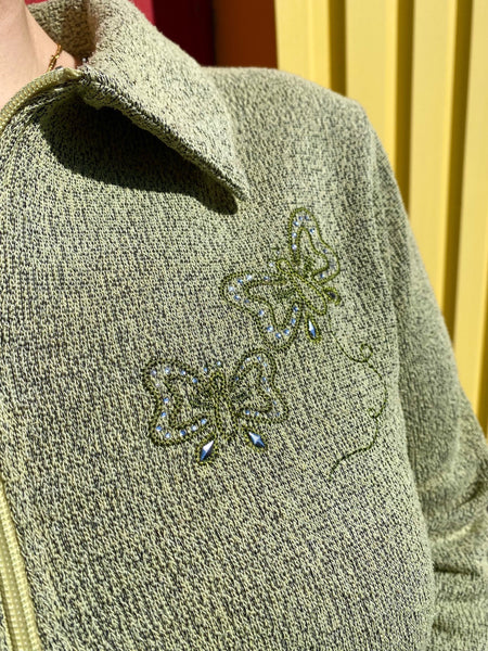 EU46/48 Quarter Zip Pullover mit Schmetterlingen