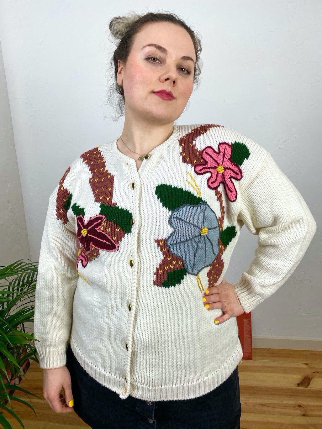 UK18 Embroidered cardigan - Made in Italy