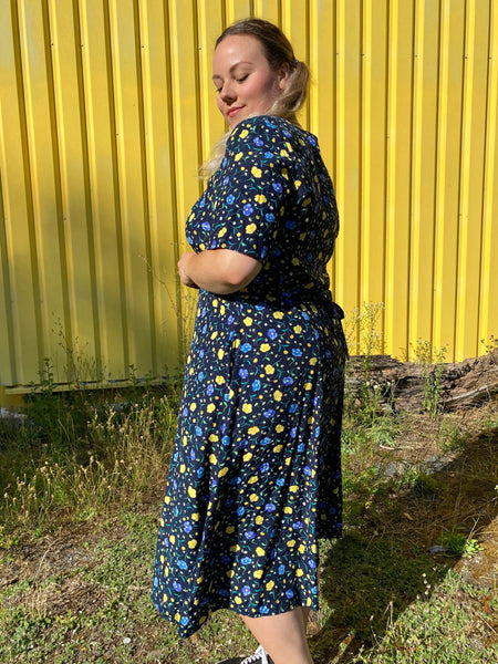 UK16 Floral dress with pockets 80's