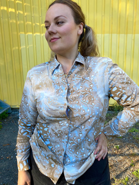 UK16 Abstract blouse 80's