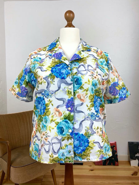 UK20/22 Flower blouse 80's