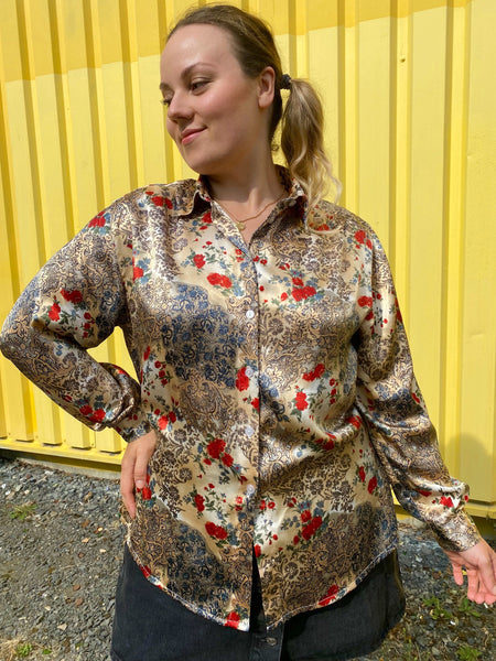 UK18 Elegant satin blouse 80's