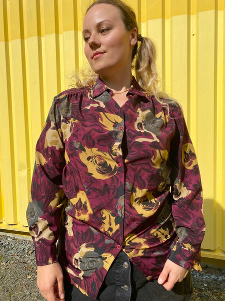 UK18 Abstract blouse 80's