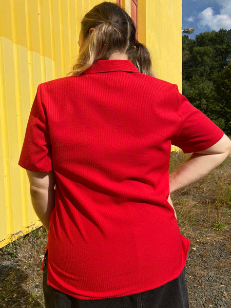 UK16 Red blouse 80's