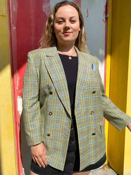 UK18 Blazer made from wool and linen 80's