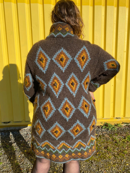 UK16/18 Handmade wool coat with pom poms