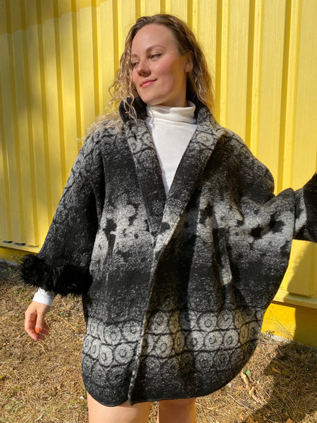 UK18-22 Wool cape 80's - Made in Italy