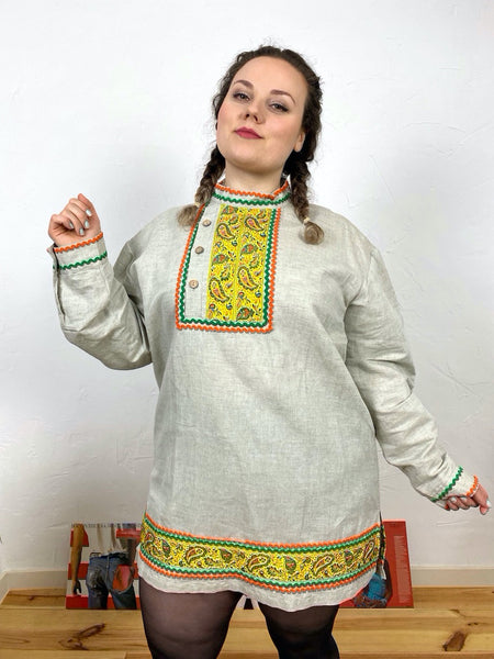 UK22/24 Embroidered linen tunic