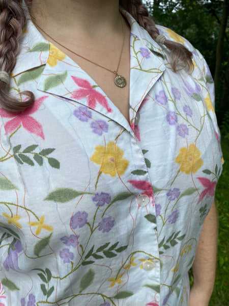 UK16/18 Flower blouse 90's