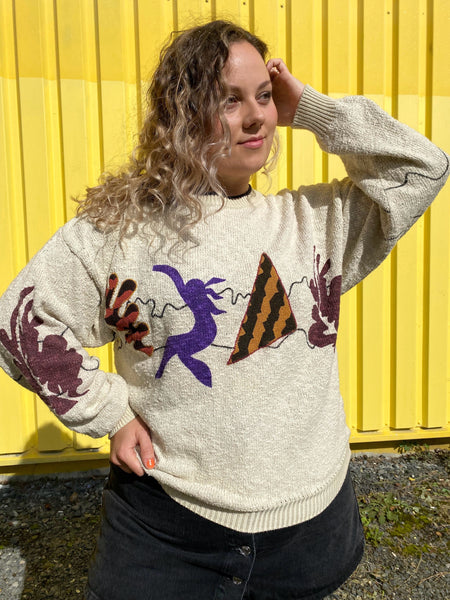 UK16/18 Abstract jumper 80's